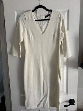 Lulu's Ivory V-Neck Sheath Tunic Dress